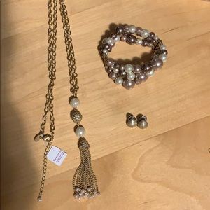 Lia Sophia 3 piece brushed gold coloured set